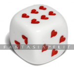 Opaque White/pink w/heart pips 16mm Single d6 kuva on linkki tuotesivulle: Opaque White/pink w/heart pips 16mm Single d6